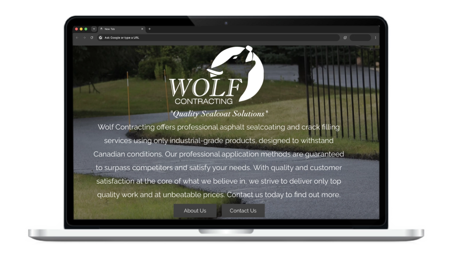 Wolf Contracting's outdated website homepage before Zapseed Media's redesign